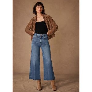 Mint Velvet Mid Indigo Cropped Wide Jeans